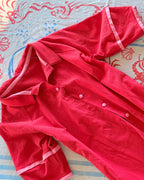 Red west coast dress on the Ocean Adventure tablecloth - all in 100% cotton
